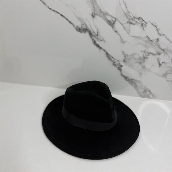 Cabela Vintage Black Fedora Hat Unisex Adults Size M Solid Wool Felt - Picture 1 of 6